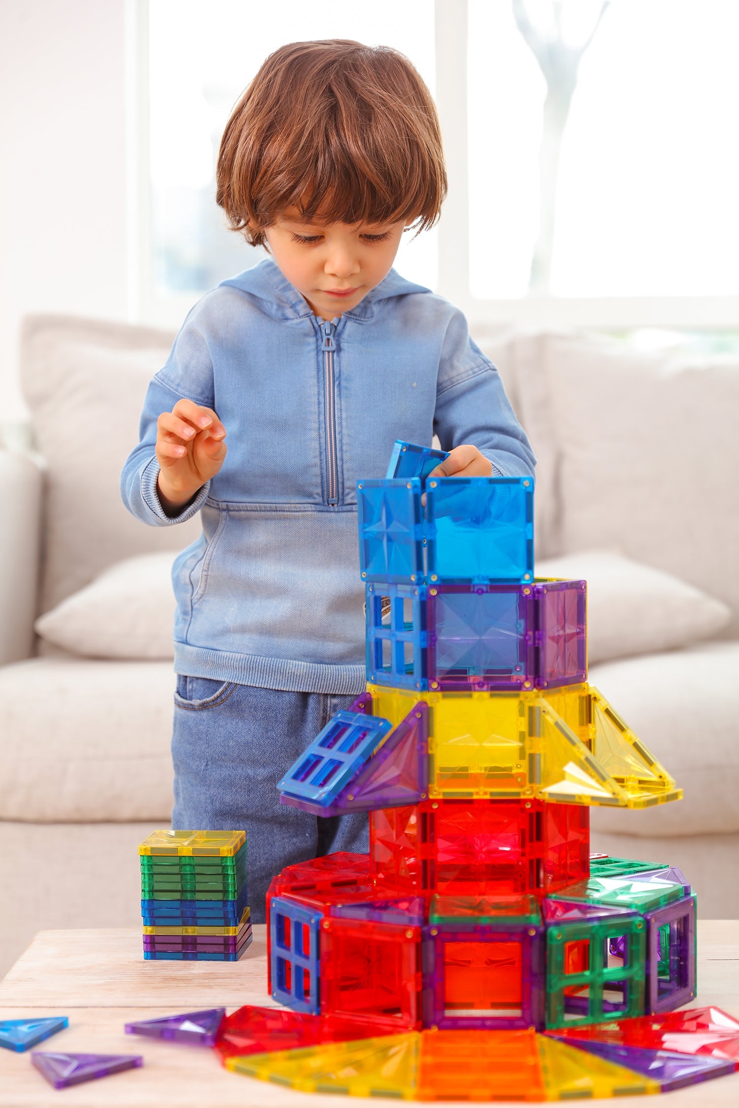 STEAM STUDIO Star Magnetic Tiles 120 Pieces set, Rainbow Colours & Star Facets - STEAM STUDIO TOYS