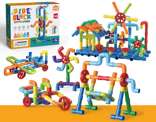 STEAM STUDIO Pipeline Building Blocks Set 56pcs - STEAM STUDIO TOYS