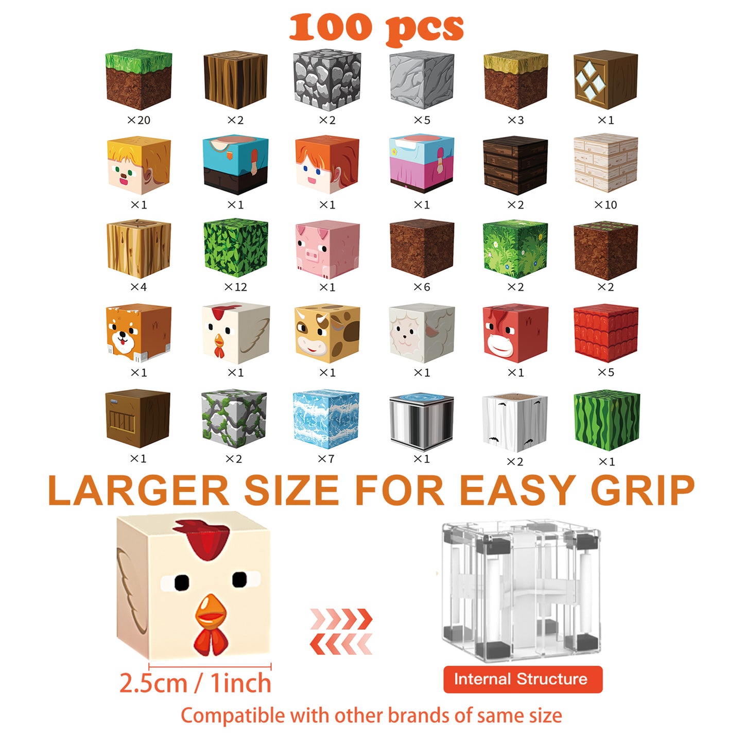 Magnetic Blocks 100 PCS Forest Farm Theme Set - STEAM STUDIO TOYS