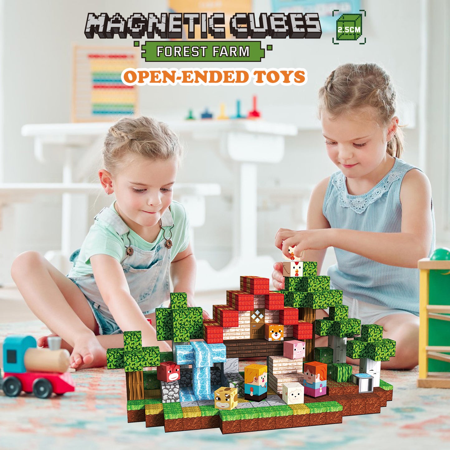 Magnetic Blocks 100 PCS Forest Farm Theme Set - STEAM STUDIO TOYS