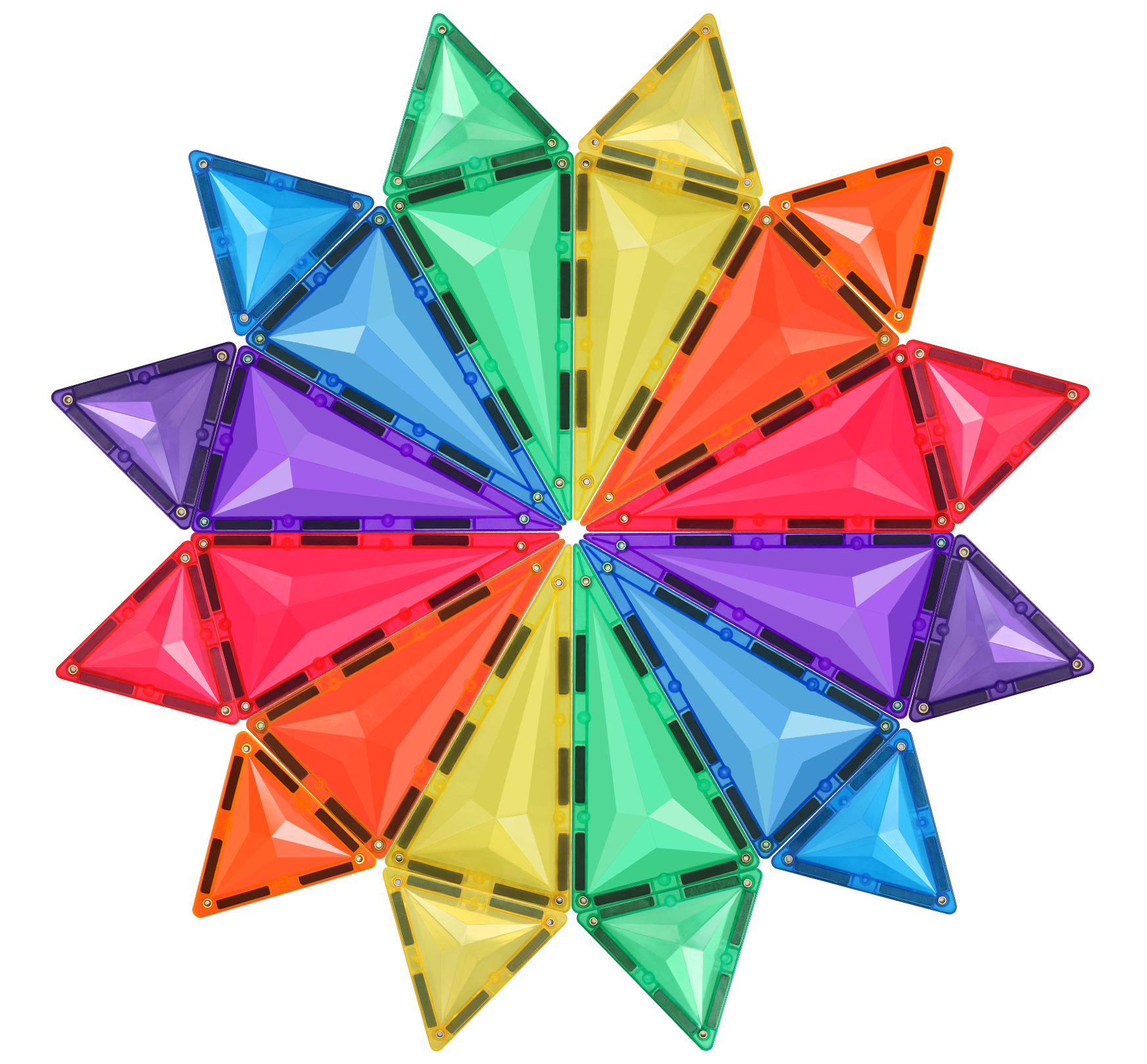 STEAM STUDIO Star Magnetic Tiles 120 Pieces set, Rainbow Colours & Star Facets - STEAM STUDIO TOYS