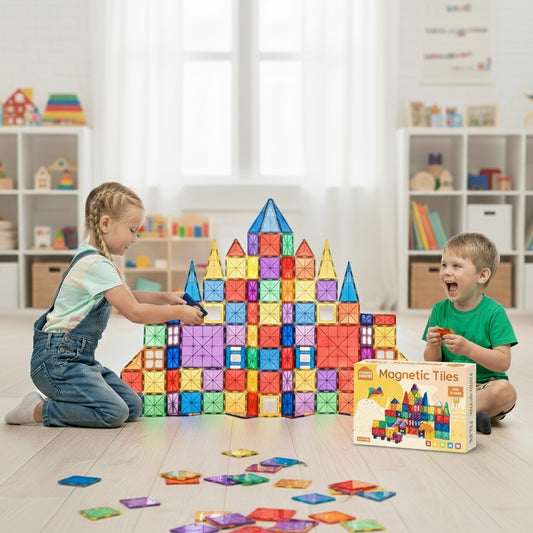 STEAM STUDIO Magnetic Tiles 120pcs set, including 2 cars