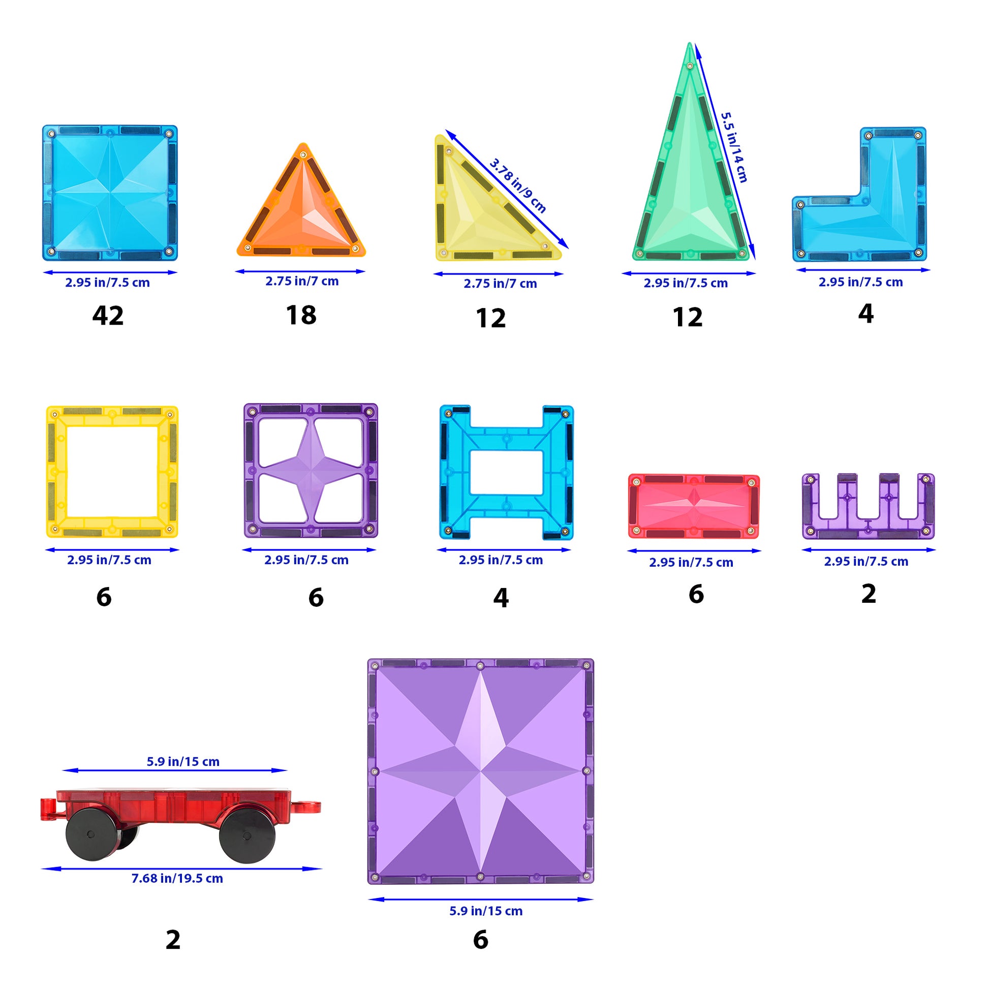 STEAM STUDIO Star Magnetic Tiles 120 Pieces set, Rainbow Colours & Star Facets - STEAM STUDIO TOYS