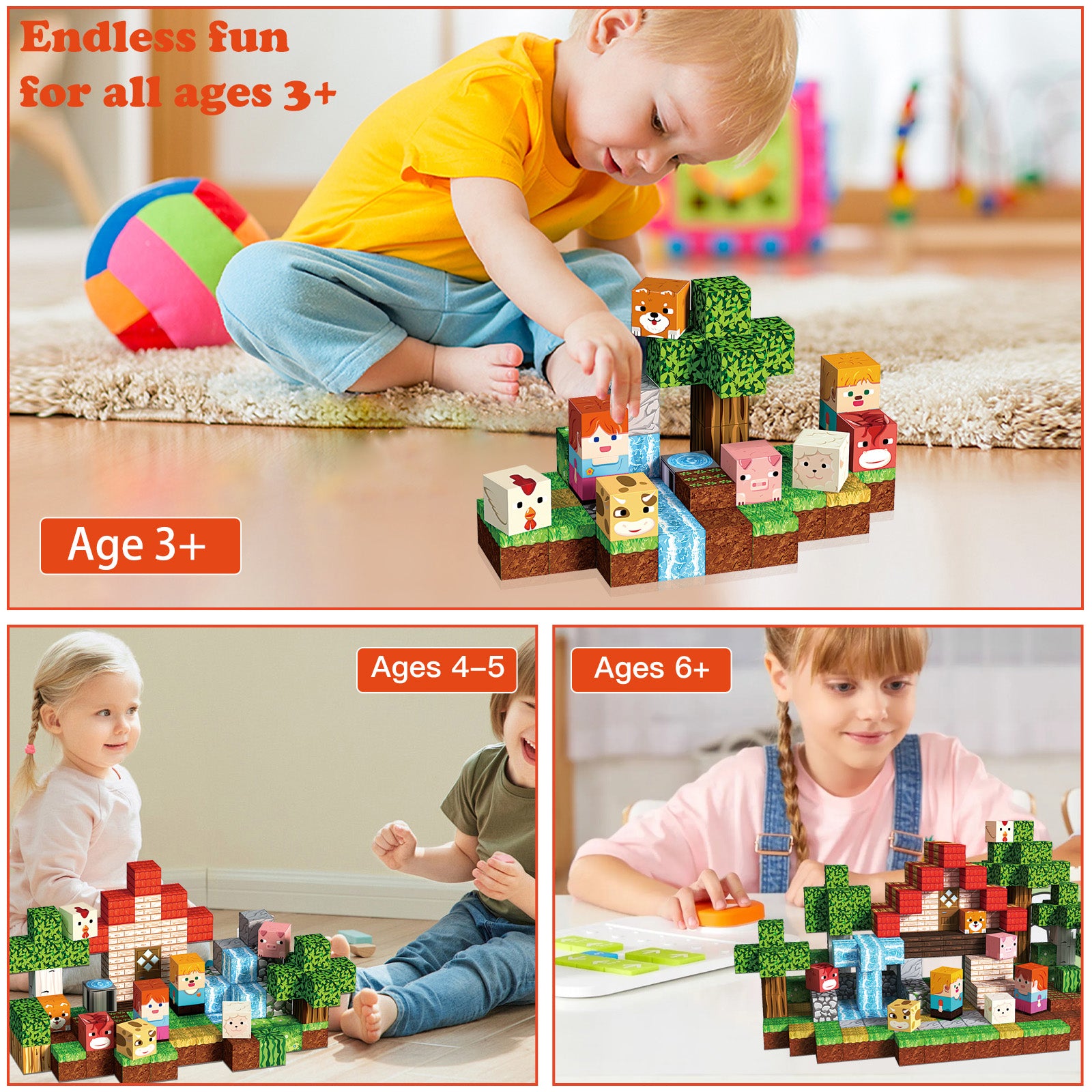 Magnetic Blocks 100 PCS Forest Farm Theme Set - STEAM STUDIO TOYS