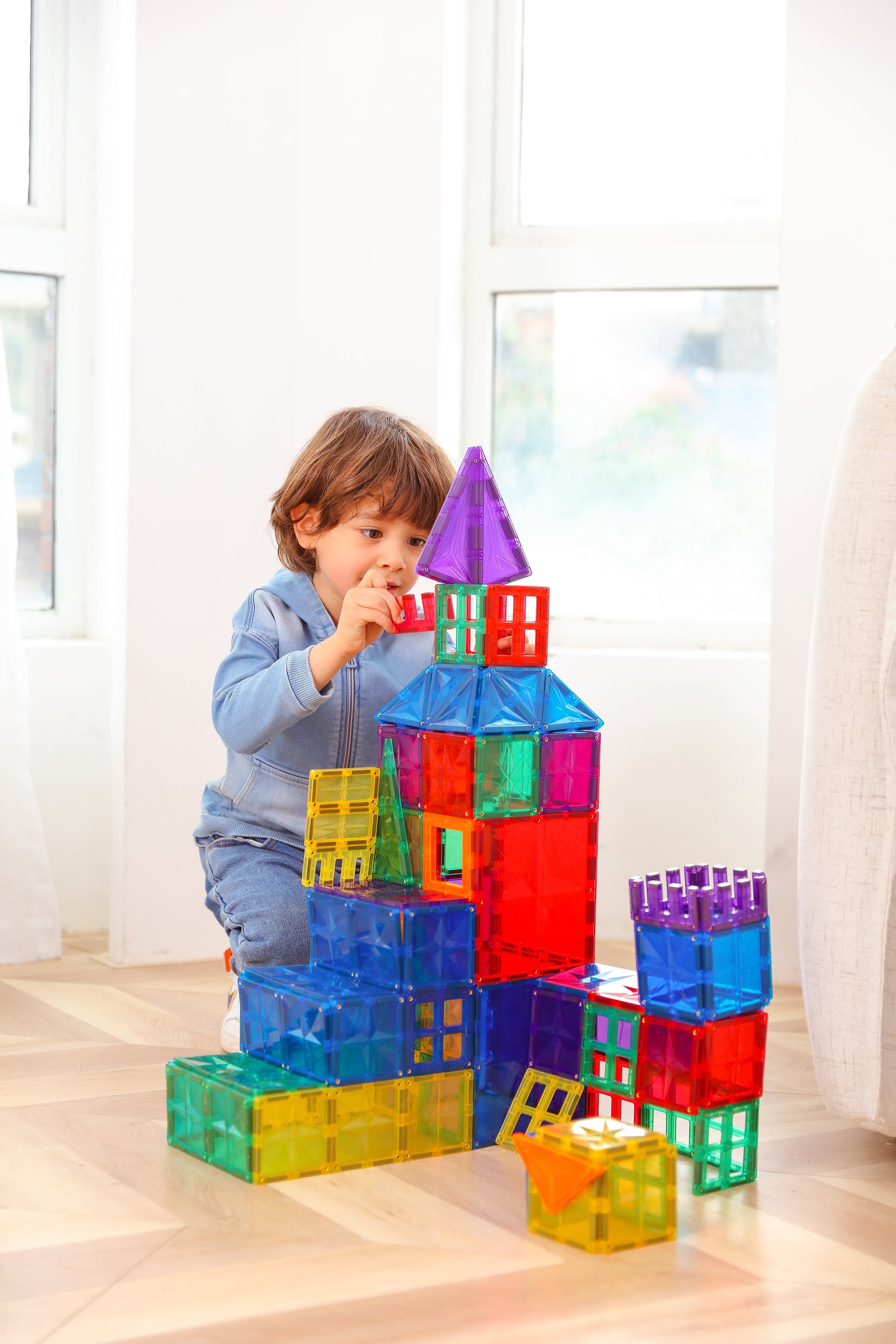 STEAM STUDIO Star Magnetic Tiles 120 Pieces set, Rainbow Colours & Star Facets - STEAM STUDIO TOYS