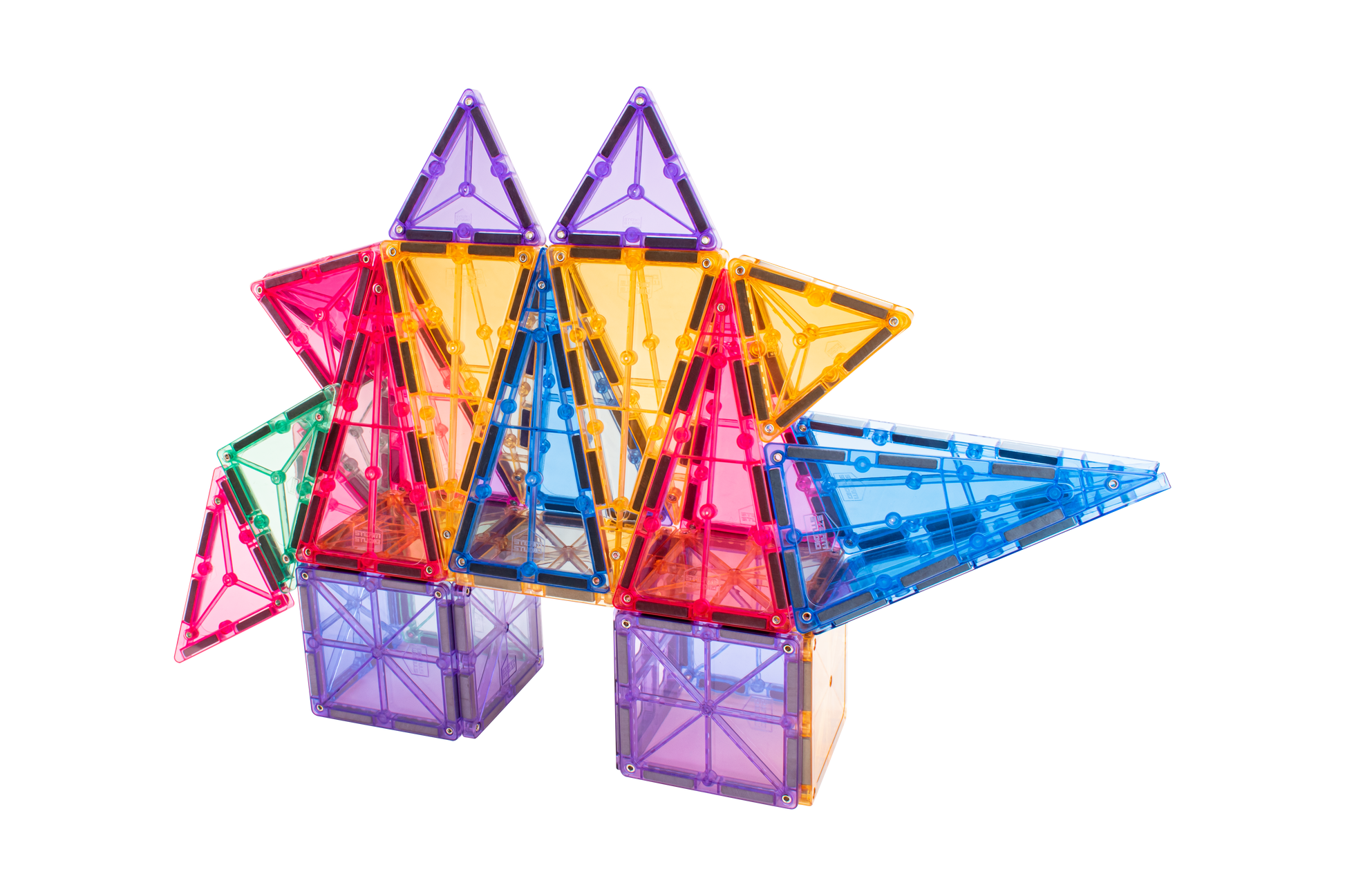 STEAM STUDIO Magnetic Tiles 120pcs PASTEL set, including 2 cars - STEAM STUDIO TOYS