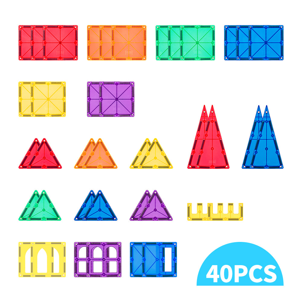 STEAM STUDIO Magnetic Tiles 40 pcs Starter Pack - STEAM STUDIO TOYS
