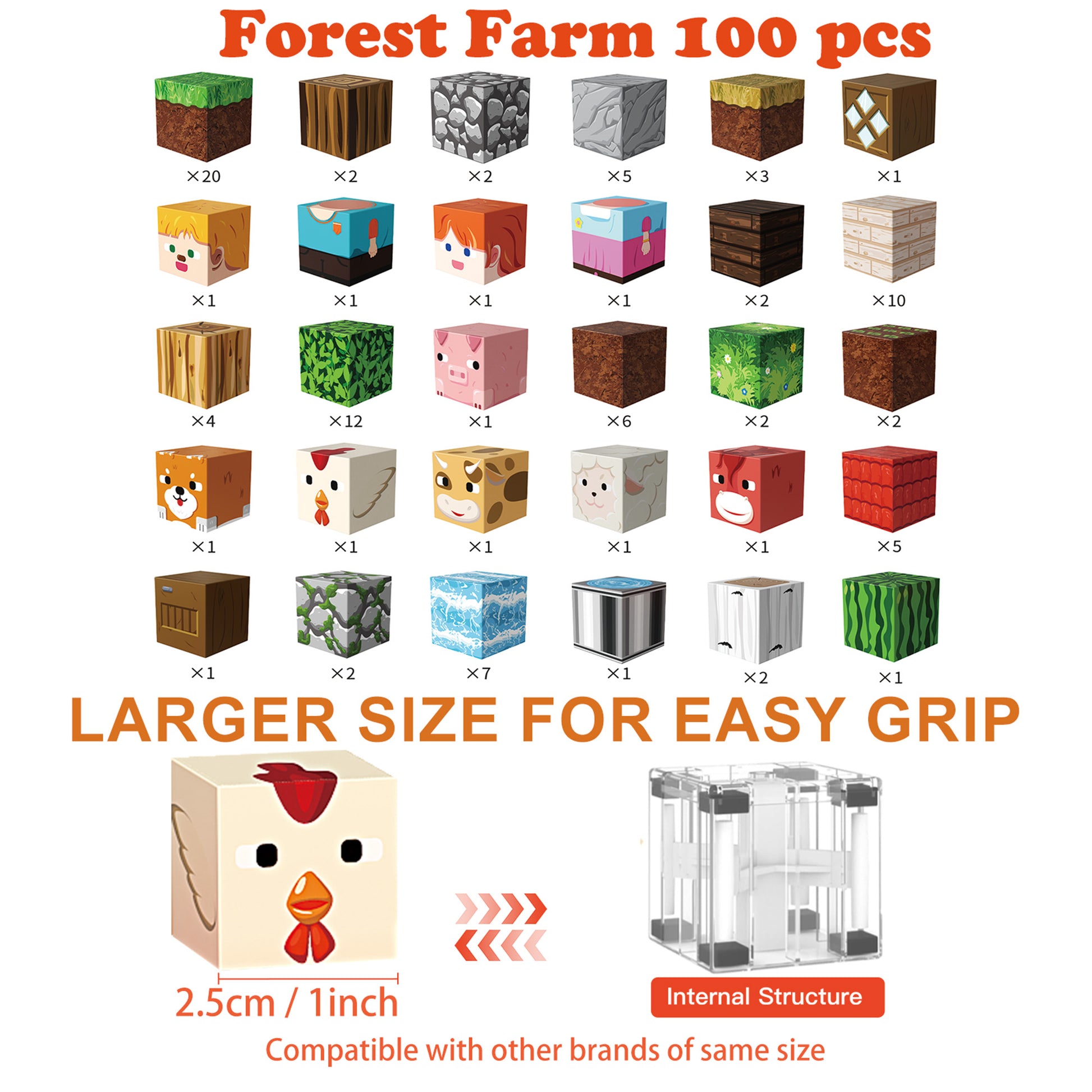 Minecraft Magnetic Blocks 100pcs Forest Farm