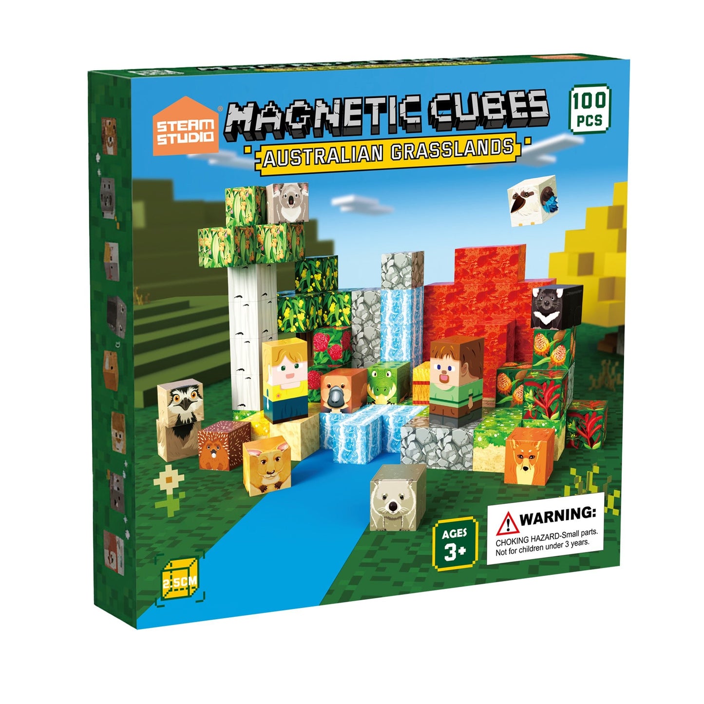 Magnetic Blocks 100 PCS Set - Australian Nature & Fauna Theme - Steam Studio Toys