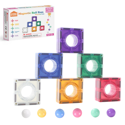 STEAM STUDIO Magnetic Tiles Marble Run 36 pcs Expansion Set - Pastel colours - STEAM STUDIO TOYS