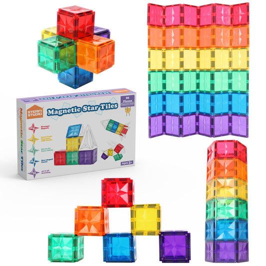 STEAM STUDIO Star Magnetic Tiles 36 Pieces Expansion Pack - STEAM STUDIO TOYS