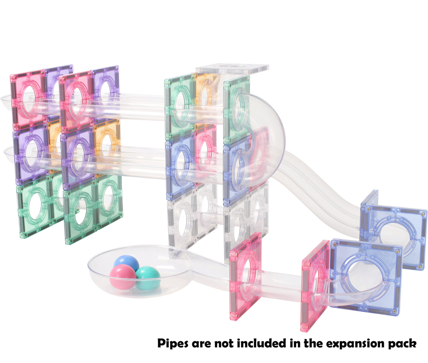 STEAM STUDIO Magnetic Tiles Marble Run 36 pcs Expansion Set - Pastel colours - STEAM STUDIO TOYS