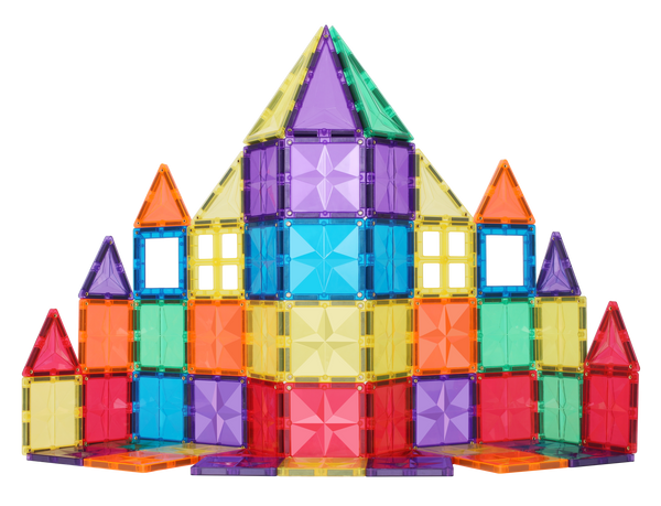 STEAM STUDIO Premium Magnetic Tiles 120 Pieces set, Rainbow Colours & Star Facets