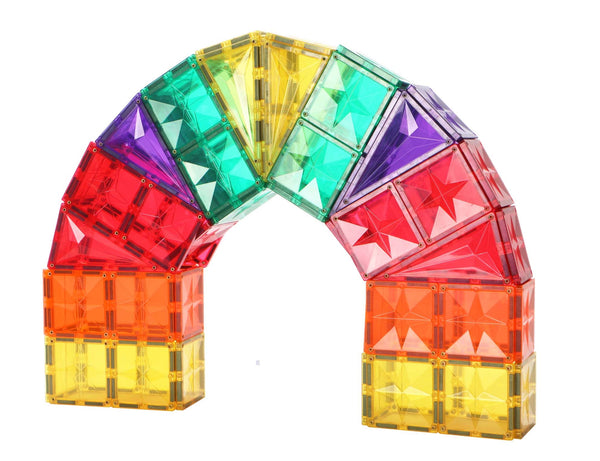 STEAM STUDIO Premium Magnetic Tiles 120 Pieces set, Rainbow Colours & Star Facets