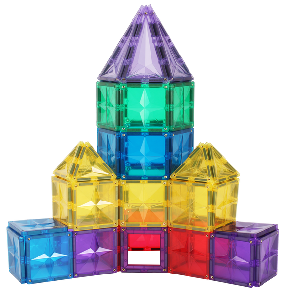 STEAM STUDIO Premium Magnetic Tiles 120 Pieces set, Rainbow Colours & Star Facets