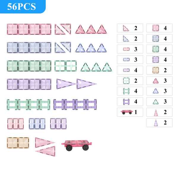 56pc Tiles Set (3 colour variants: Rainbow, pastel, ice)