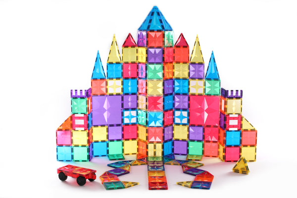 STEAM STUDIO Premium Magnetic Tiles 120 Pieces set, Rainbow Colours & Star Facets