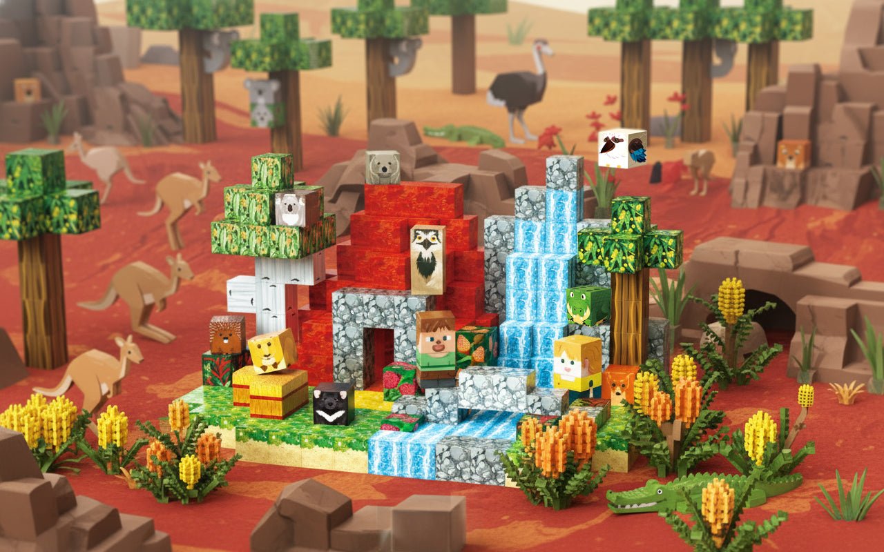 Magnetic Blocks 100 PCS Set - Australian Nature & Fauna Theme - Steam Studio Toys