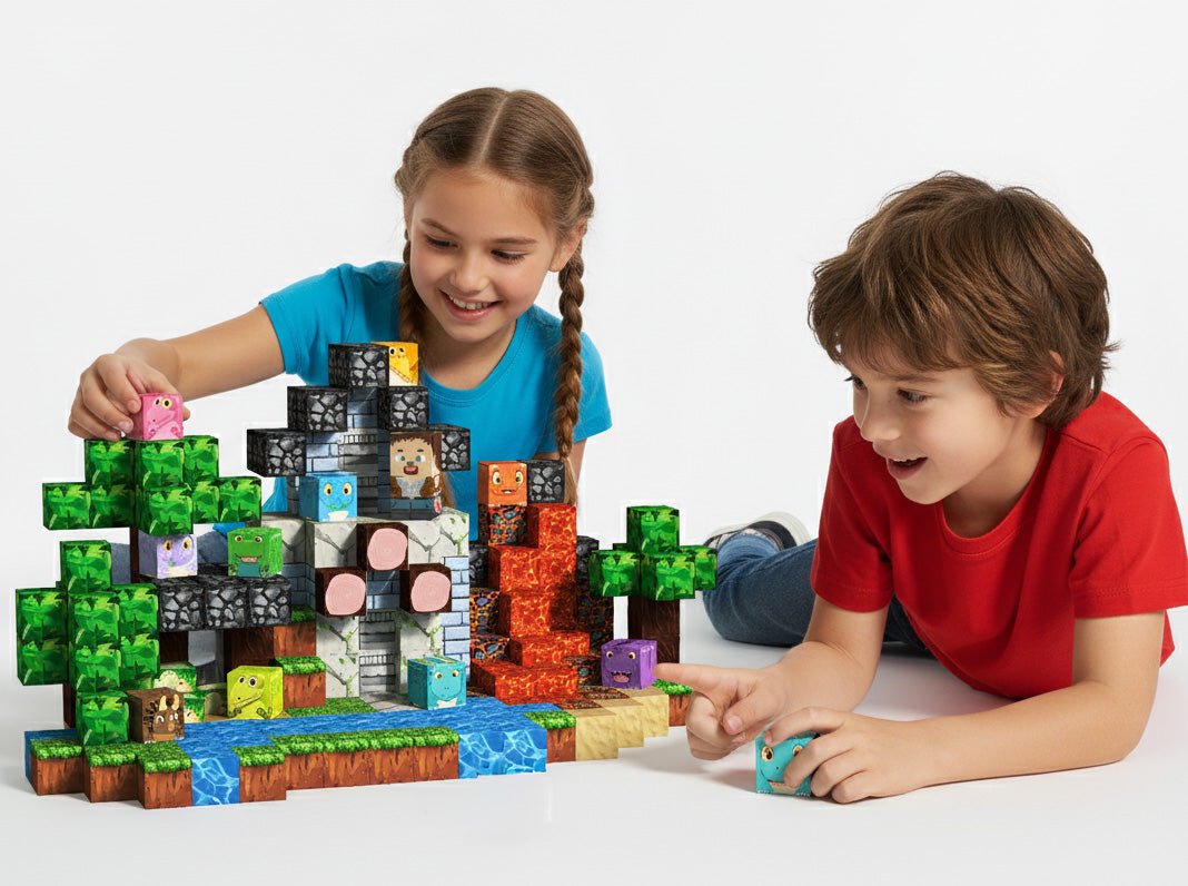 Magnetic Blocks 100 PCS Set - Dinosaur Land Theme - Steam Studio Toys