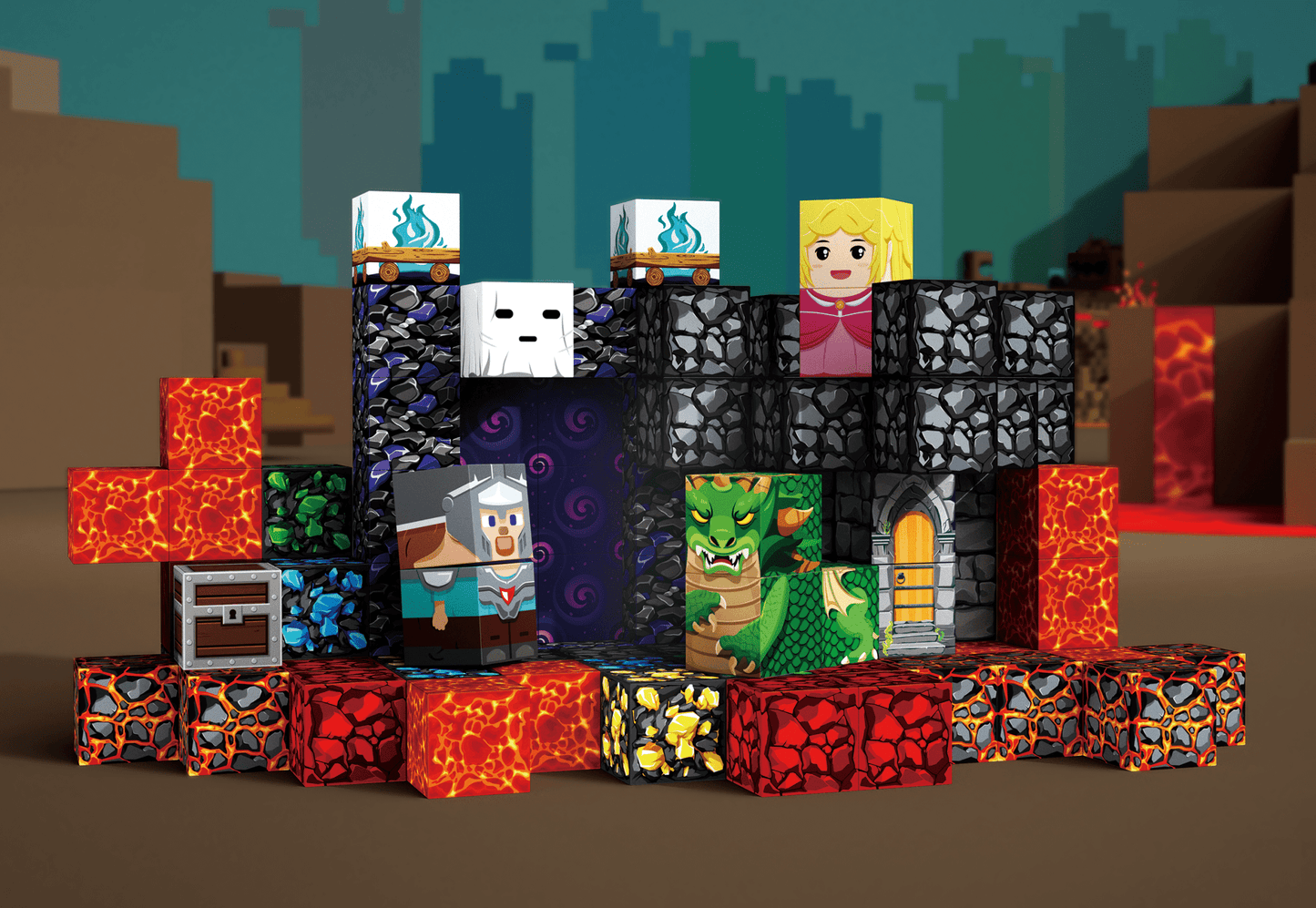 Magnetic Blocks 100 PCS Set - Dragon Dungeon Theme - Steam Studio Toys