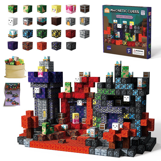 Magnetic Blocks 100 PCS Set - Dragon Dungeon Theme - Steam Studio Toys