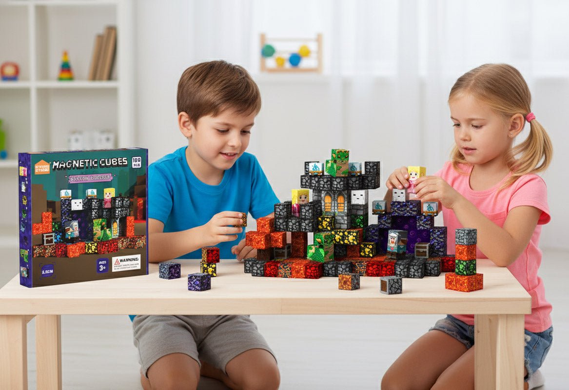 Magnetic Blocks 100 PCS Set - Dragon Dungeon Theme - Steam Studio Toys