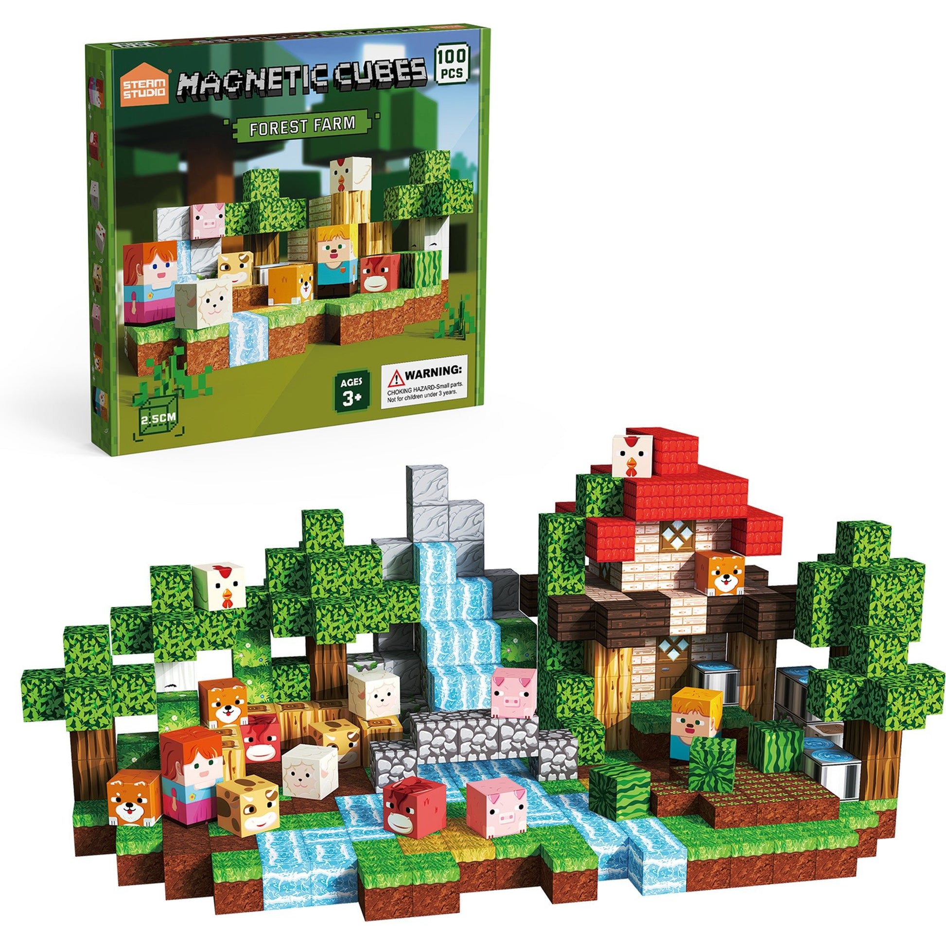 Magnetic Blocks 100 PCS Set - Forest Farm Theme - Steam Studio Toys
