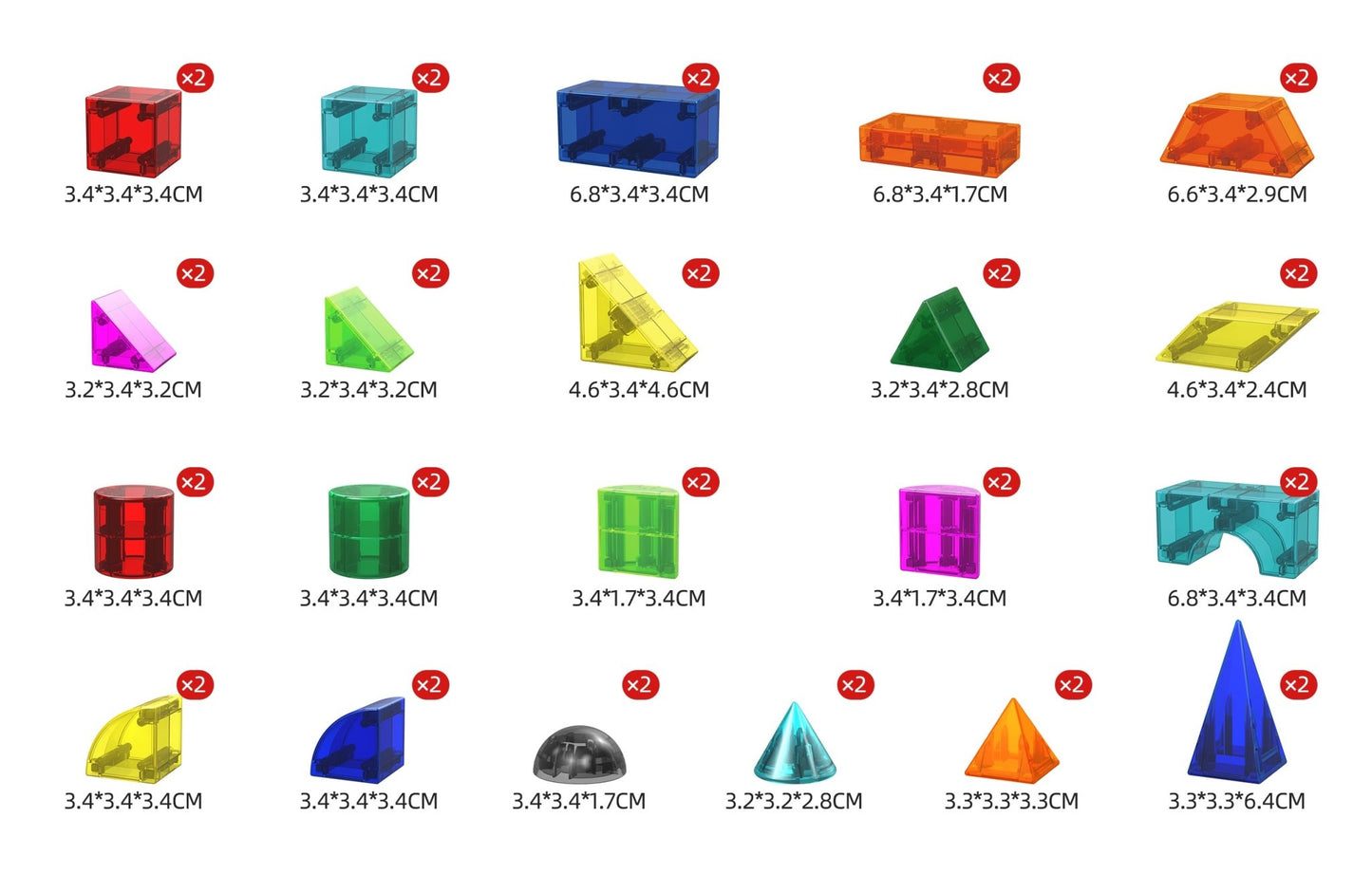 STEAM STUDIO 3D Magnetic Blocks - 42 Piece Set - Steam Studio Toys