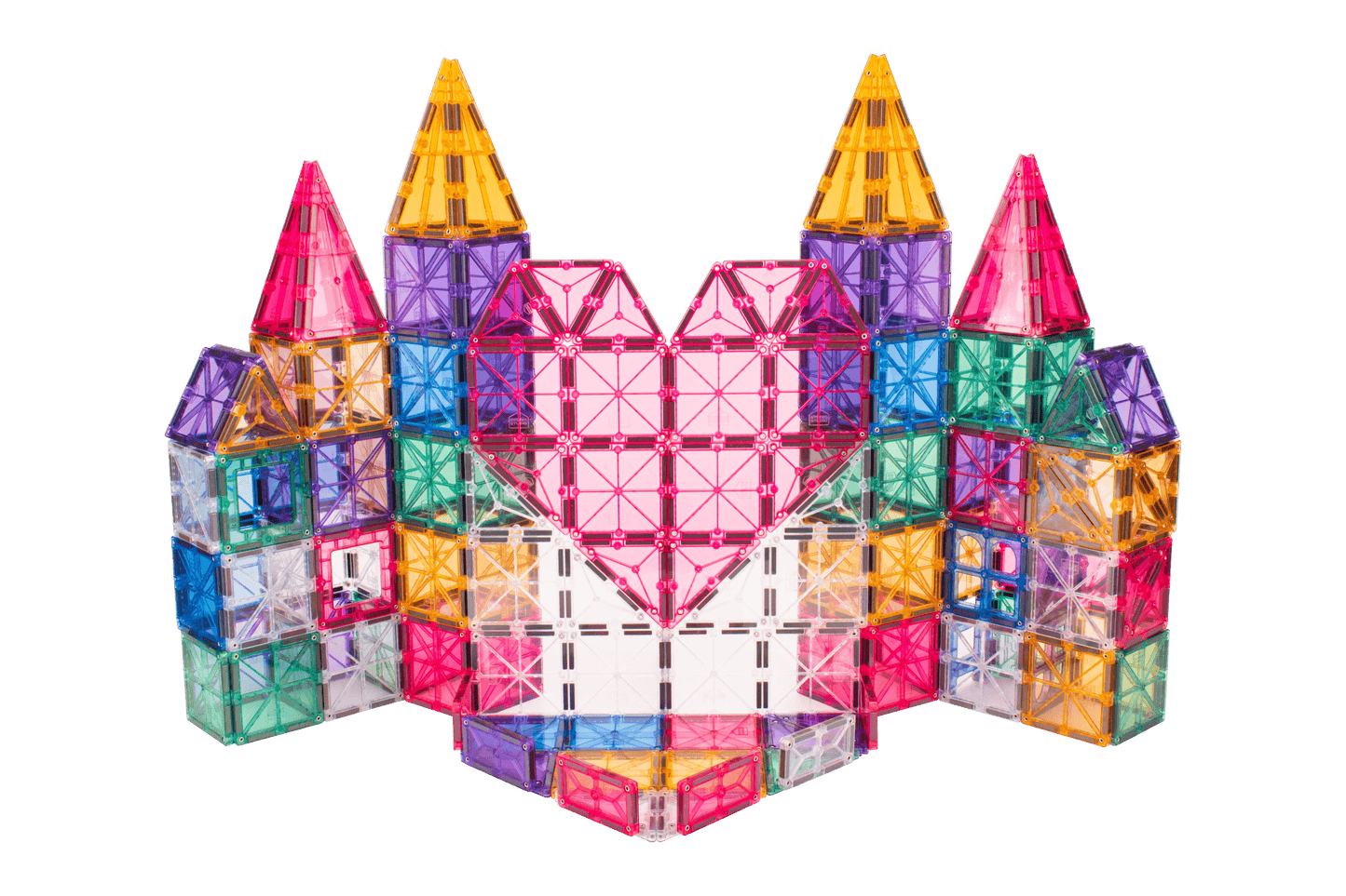 STEAM STUDIO Magnetic Tiles 120pcs PASTEL set, including 2 cars - Steam Studio Toys