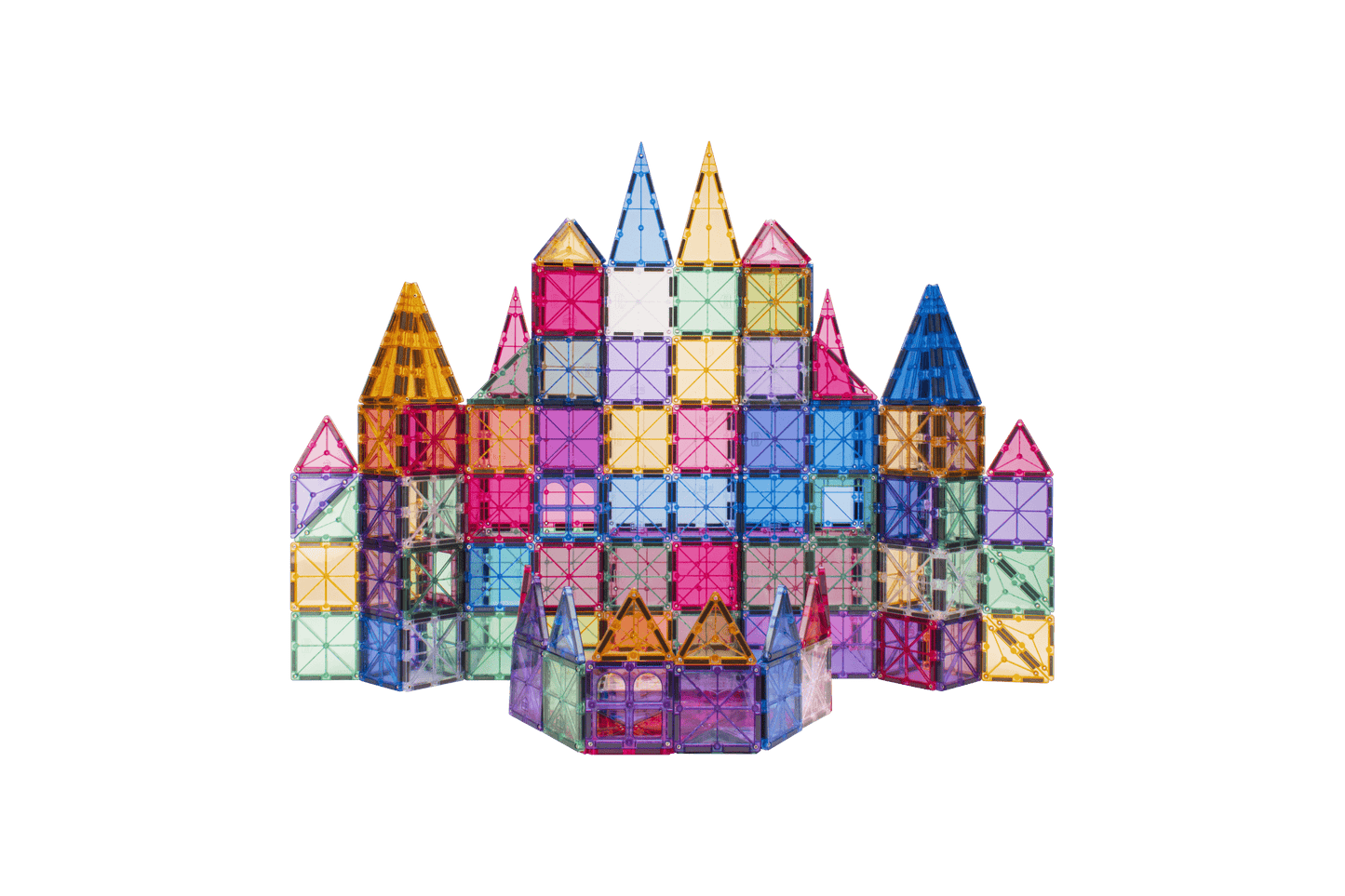 STEAM STUDIO Magnetic Tiles 120pcs PASTEL set, including 2 cars - Steam Studio Toys