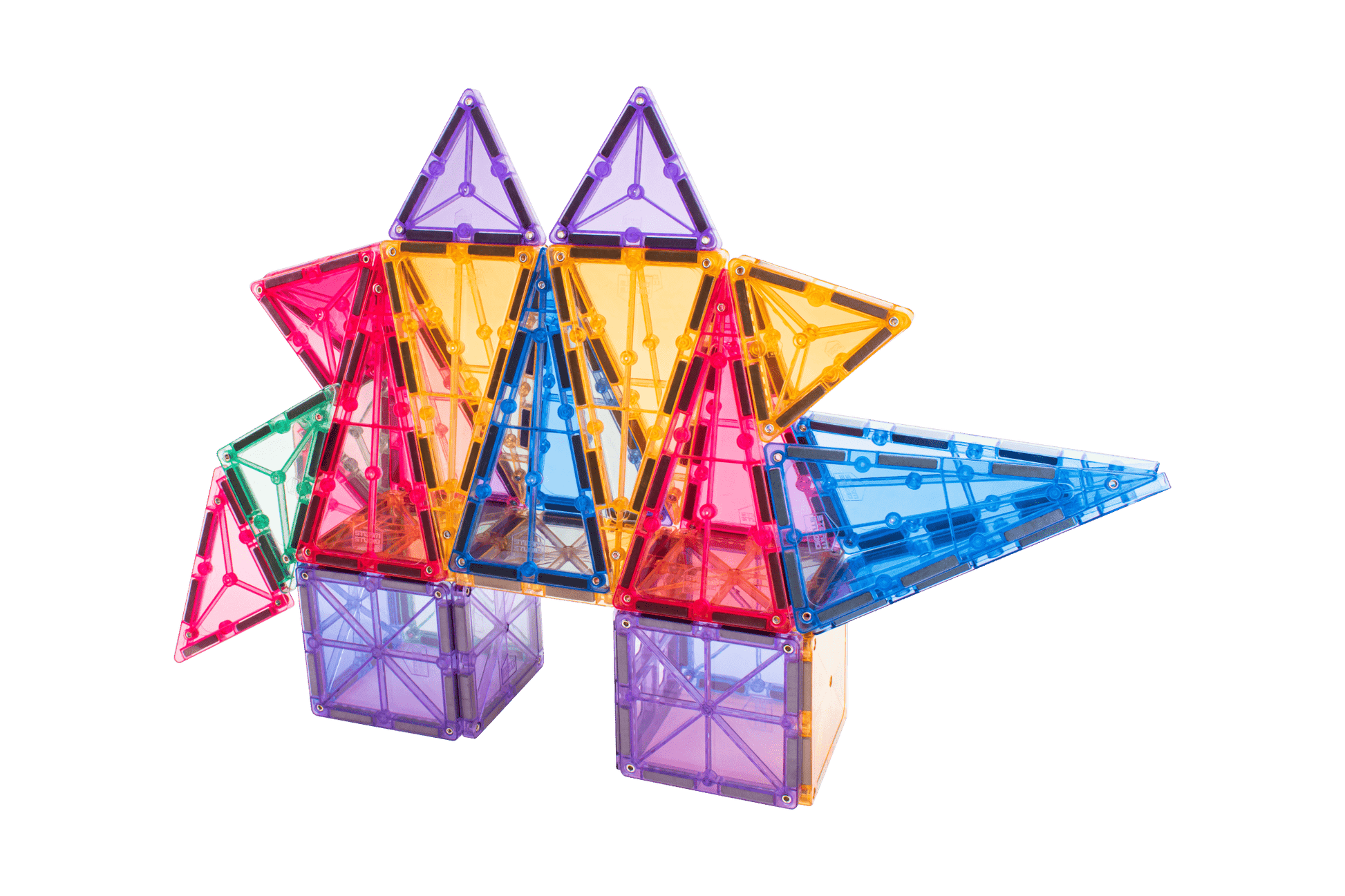 STEAM STUDIO Magnetic Tiles 120pcs PASTEL set, including 2 cars - Steam Studio Toys