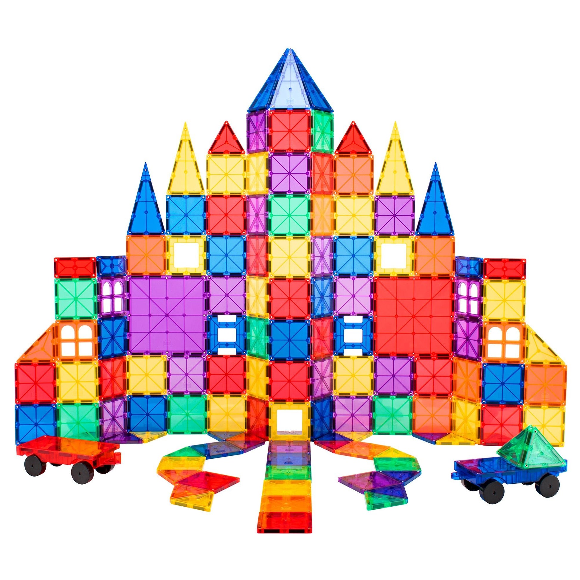 STEAM STUDIO Magnetic Tiles 120pcs set, including 2 cars - Steam Studio Toys