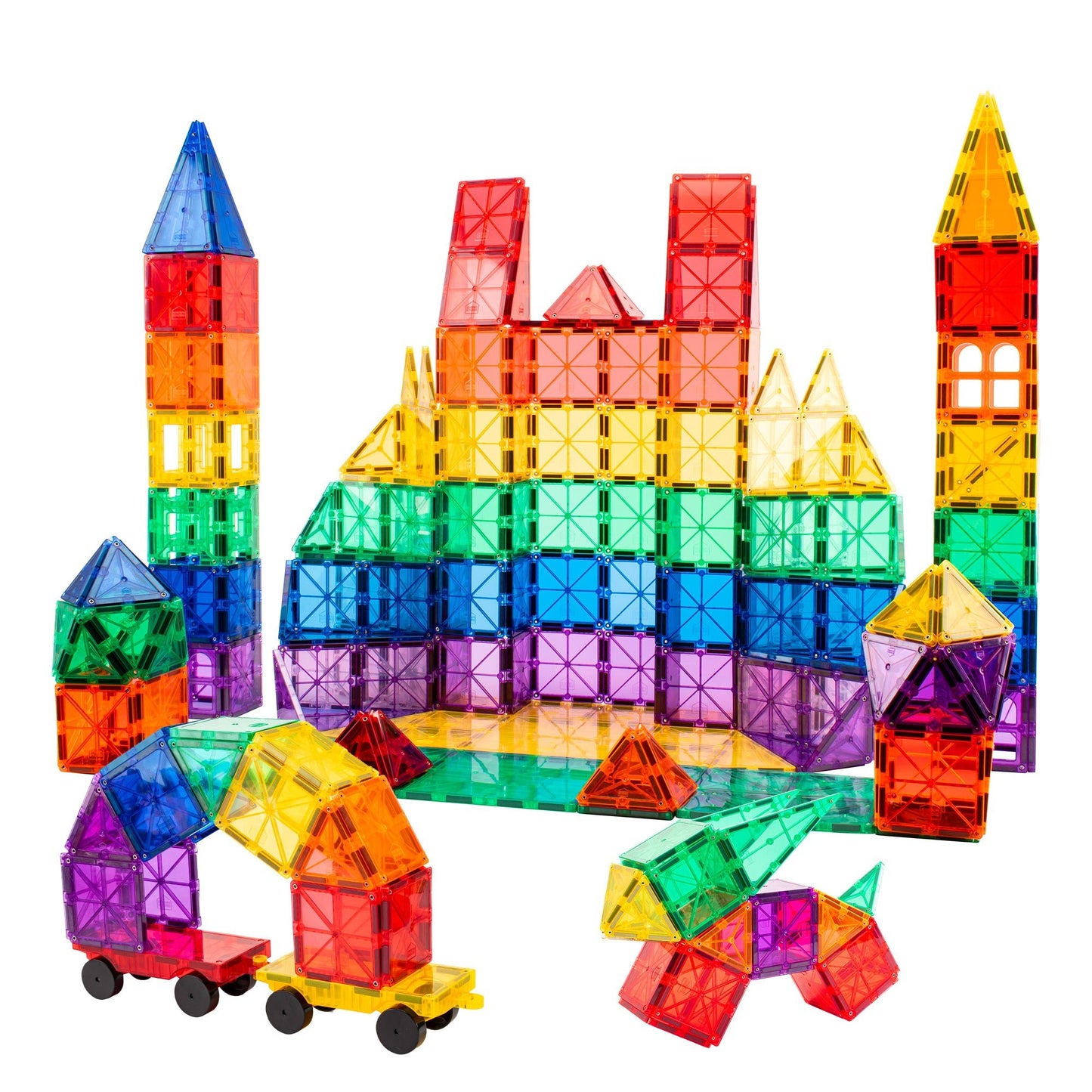 STEAM STUDIO Magnetic Tiles 120pcs set, including 2 cars - Steam Studio Toys