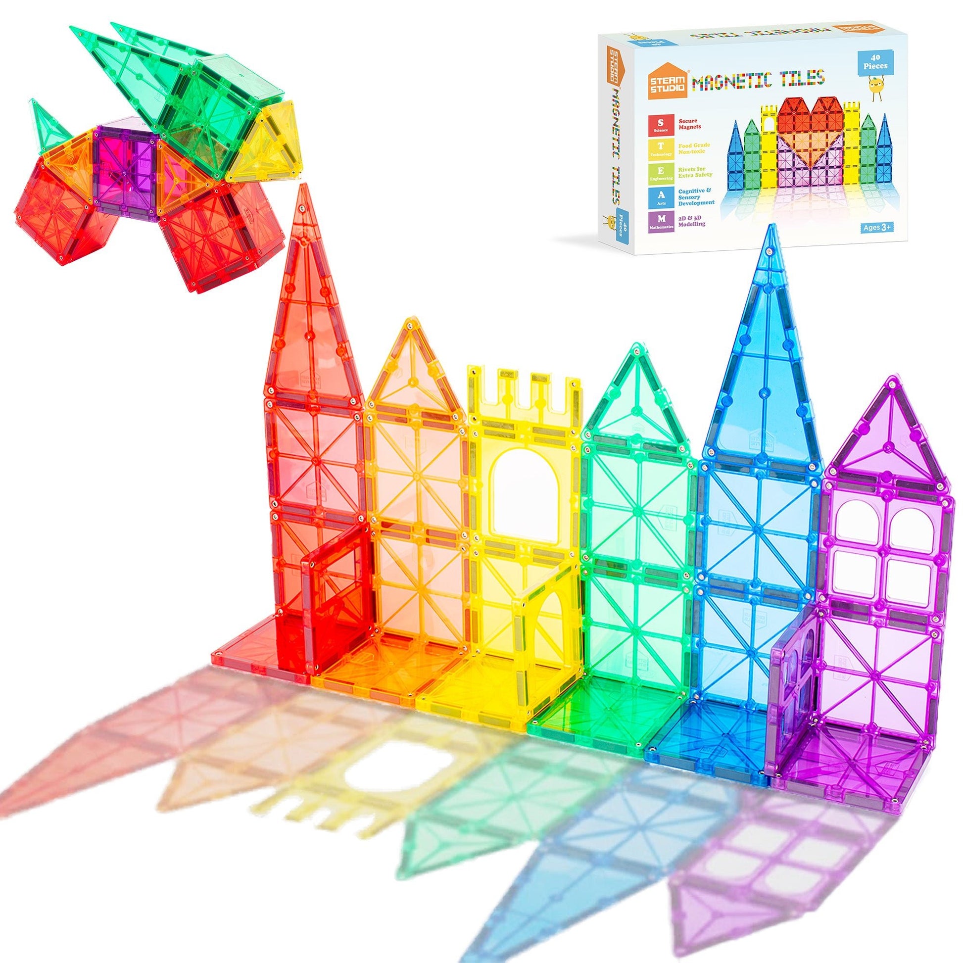 STEAM STUDIO Magnetic Tiles 40 pcs Starter Pack - Steam Studio Toys