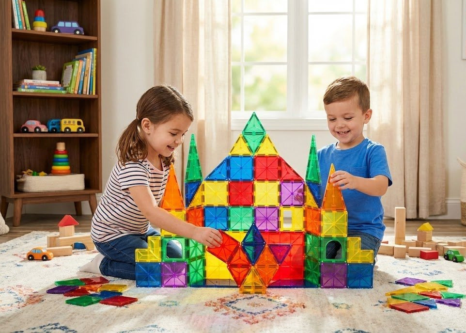 STEAM STUDIO Magnetic Tiles 71pcs set, including 1 car - Steam Studio Toys