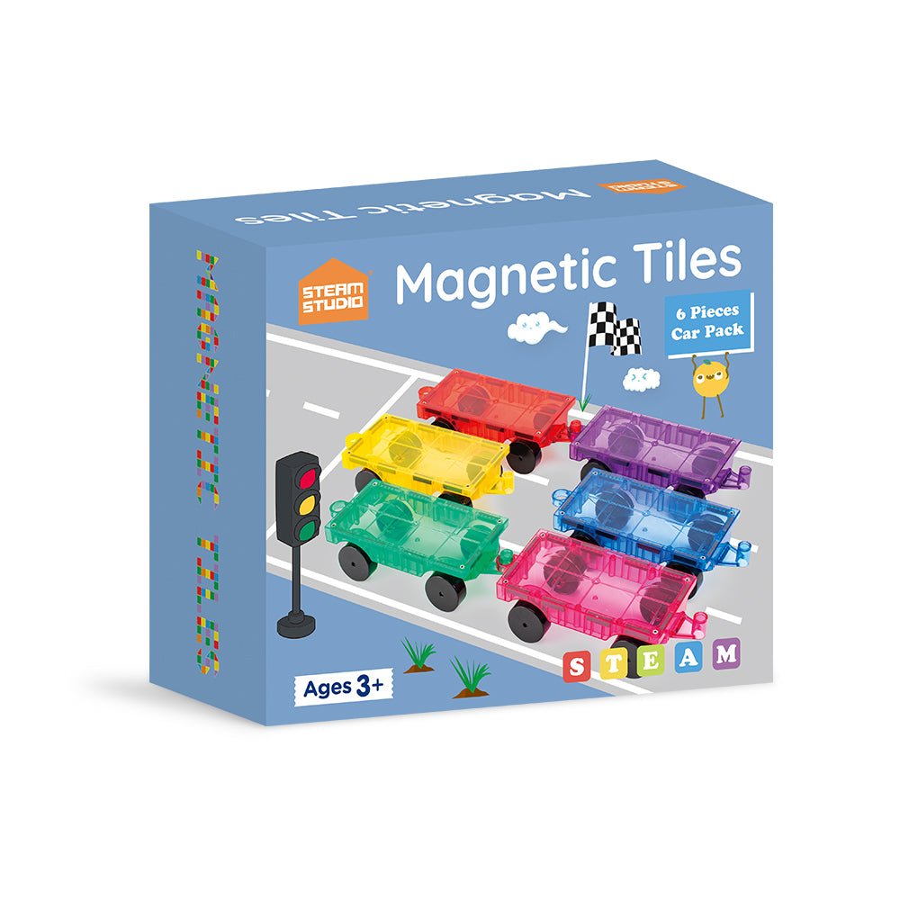 STEAM STUDIO Magnetic Tiles Car Bases Classic Flatbed 6pcs set - Steam Studio Toys
