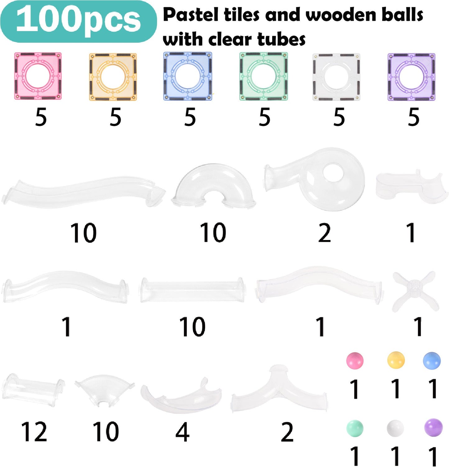 STEAM STUDIO Magnetic Tiles Marble Run 100 pcs Set - Steam Studio Toys