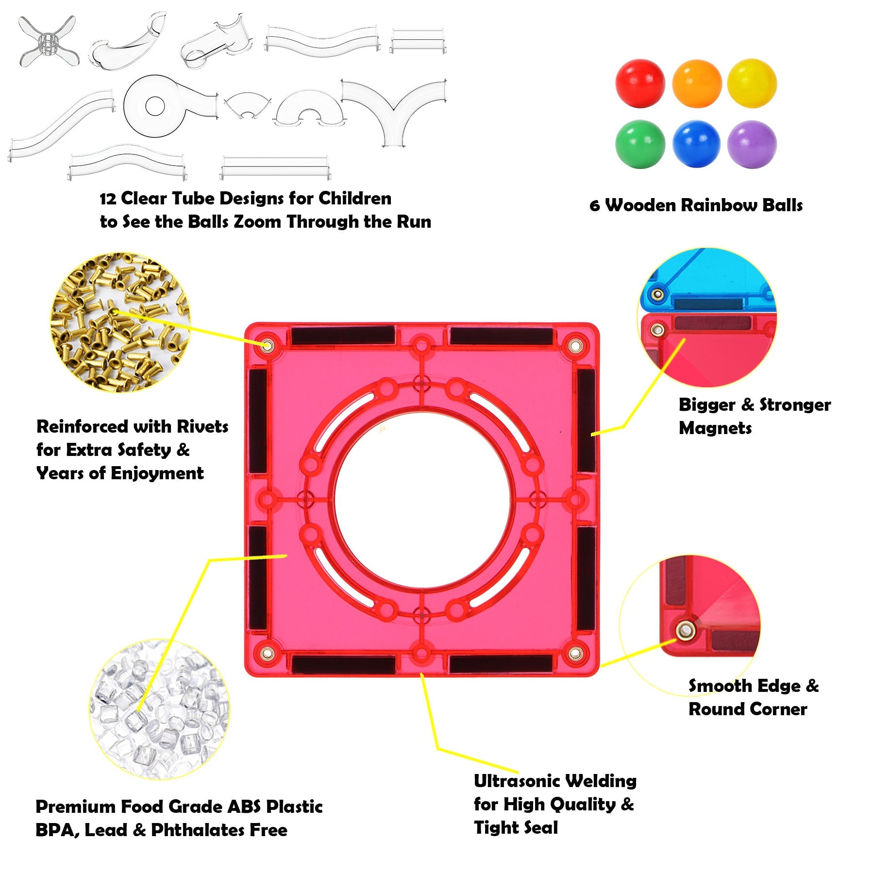 STEAM STUDIO Magnetic Tiles Marble Run 100 pcs Set - Steam Studio Toys