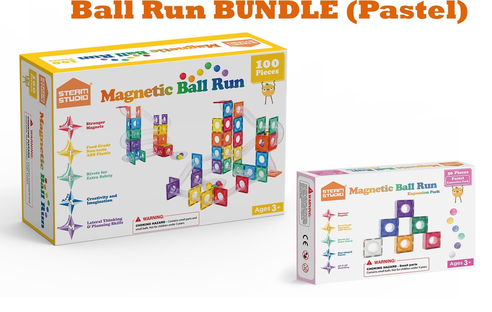 STEAM STUDIO Magnetic Tiles Marble Run 100 pcs Set - Steam Studio Toys