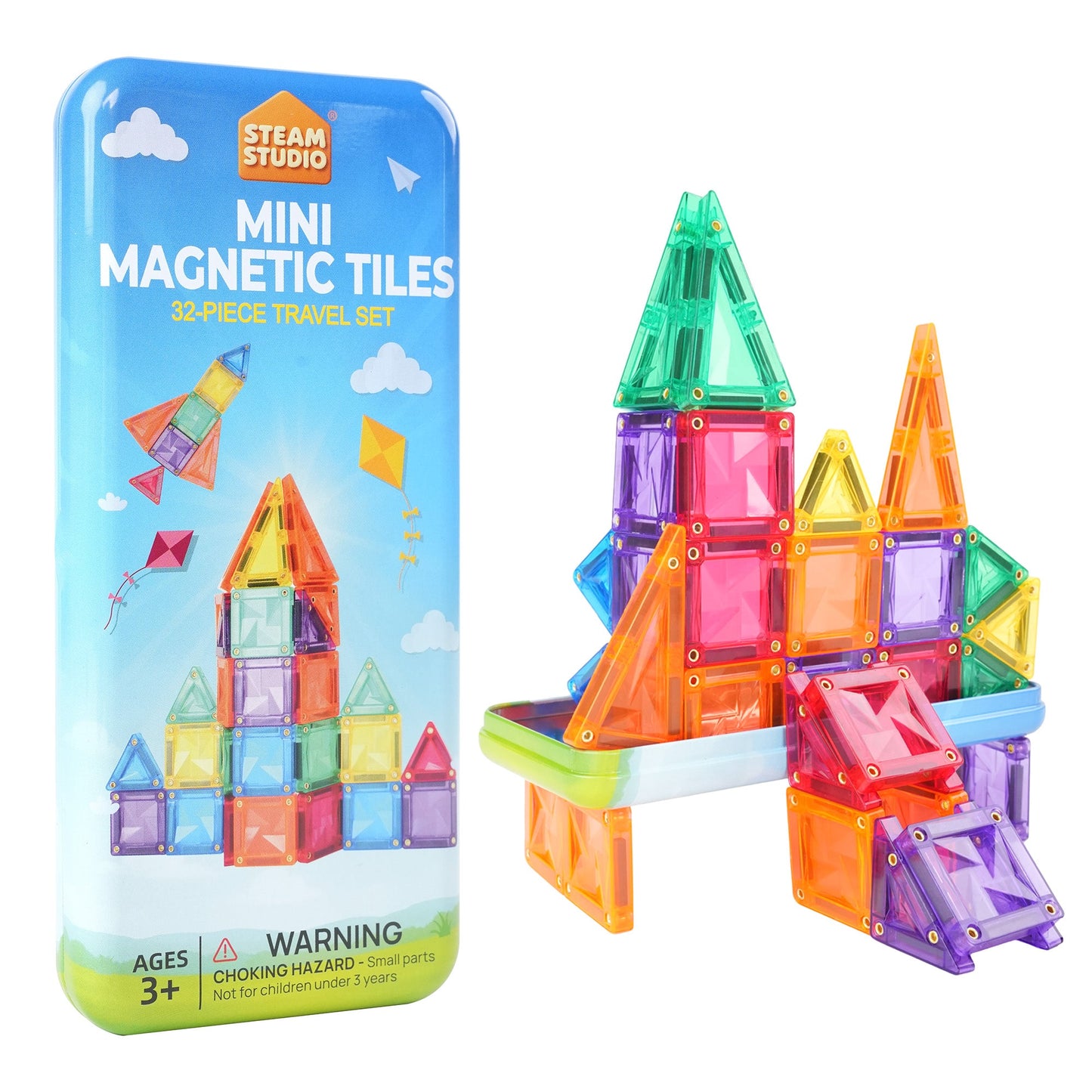 STEAM STUDIO Mini Magnetic Tiles 32‑Piece Set - Steam Studio Toys