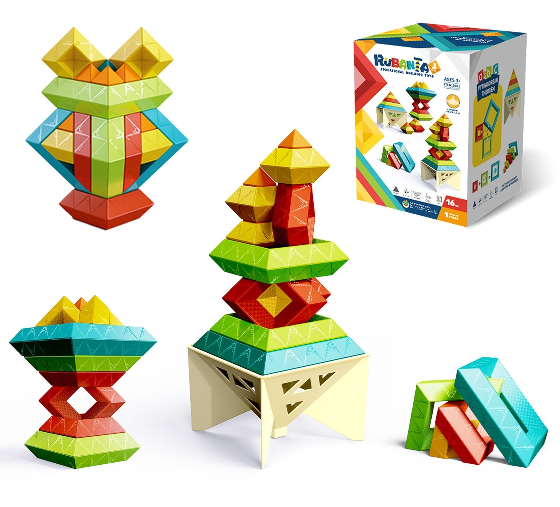 STEAM STUDIO Pyramid Building Blocks 15pcs Set - Steam Studio Toys