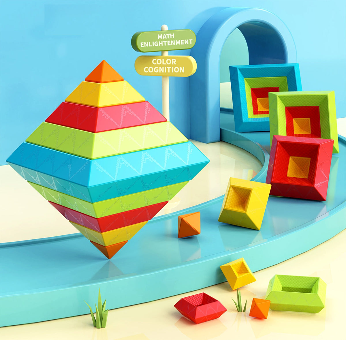 15 Piece Pyramid Building Blocks Set | STEAM Studio – Steam Studio Toys
