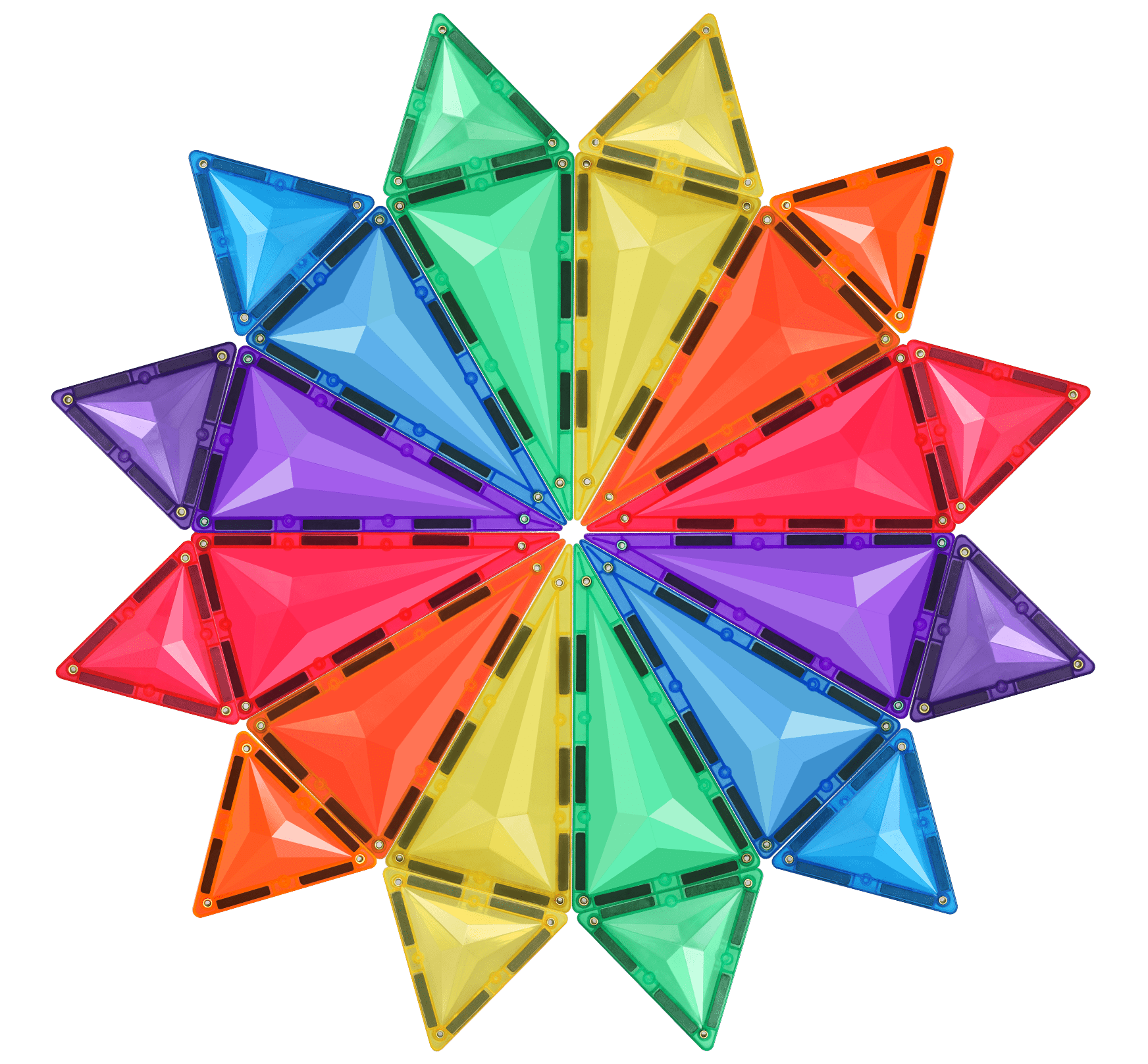 STEAM STUDIO Star Magnetic Tiles 120 Pieces set, Rainbow Colours & Star Facets - Steam Studio Toys