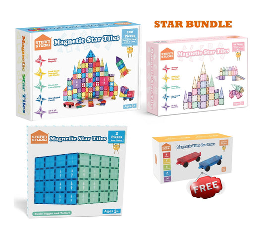 The Star Bundle (Rainbow+Pastel tiles and Baseplates - TOTAL 192 PCS) - Steam Studio Toys