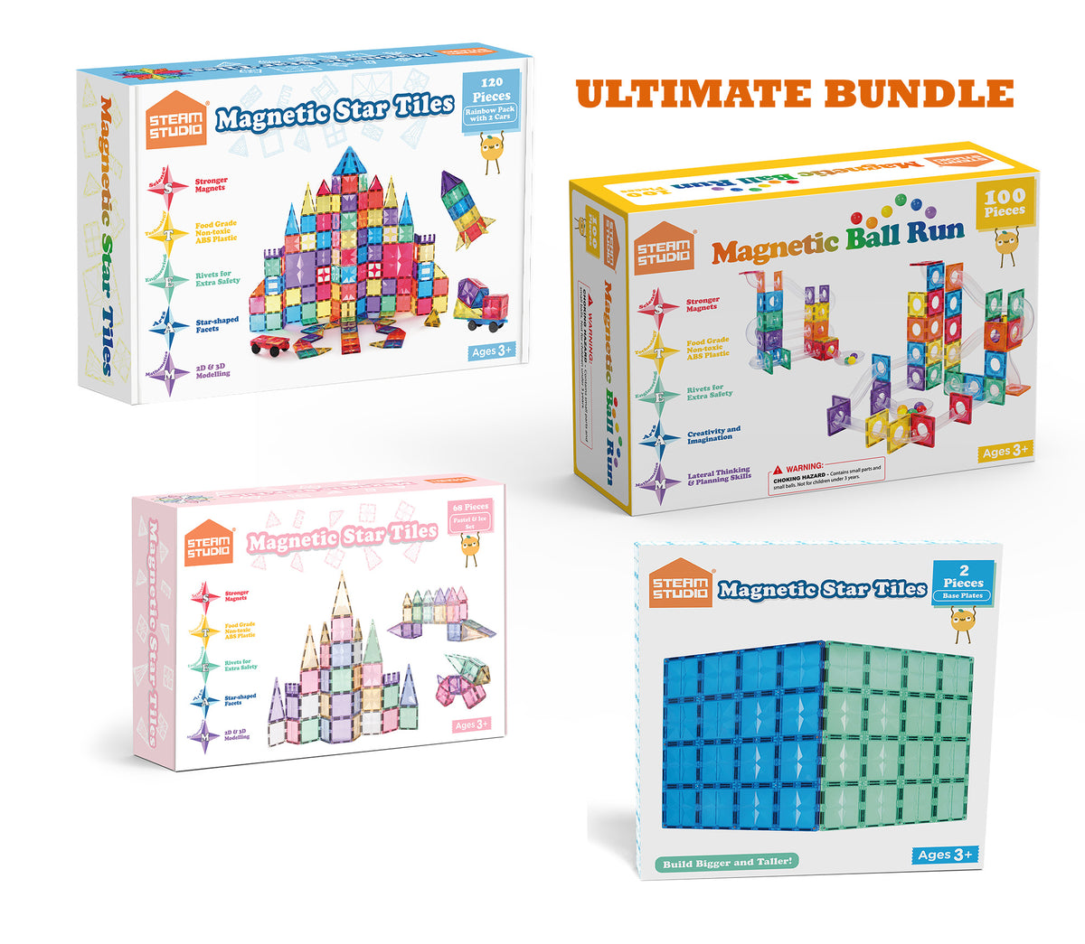 The Ultimate  (Rainbow+Pastel tiles, Ball Run and Baseplates - TOTAL 290 PCS)