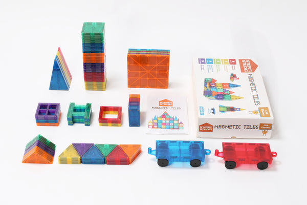 STEAM STUDIO Magnetic Tiles 120pcs set, including 2 cars