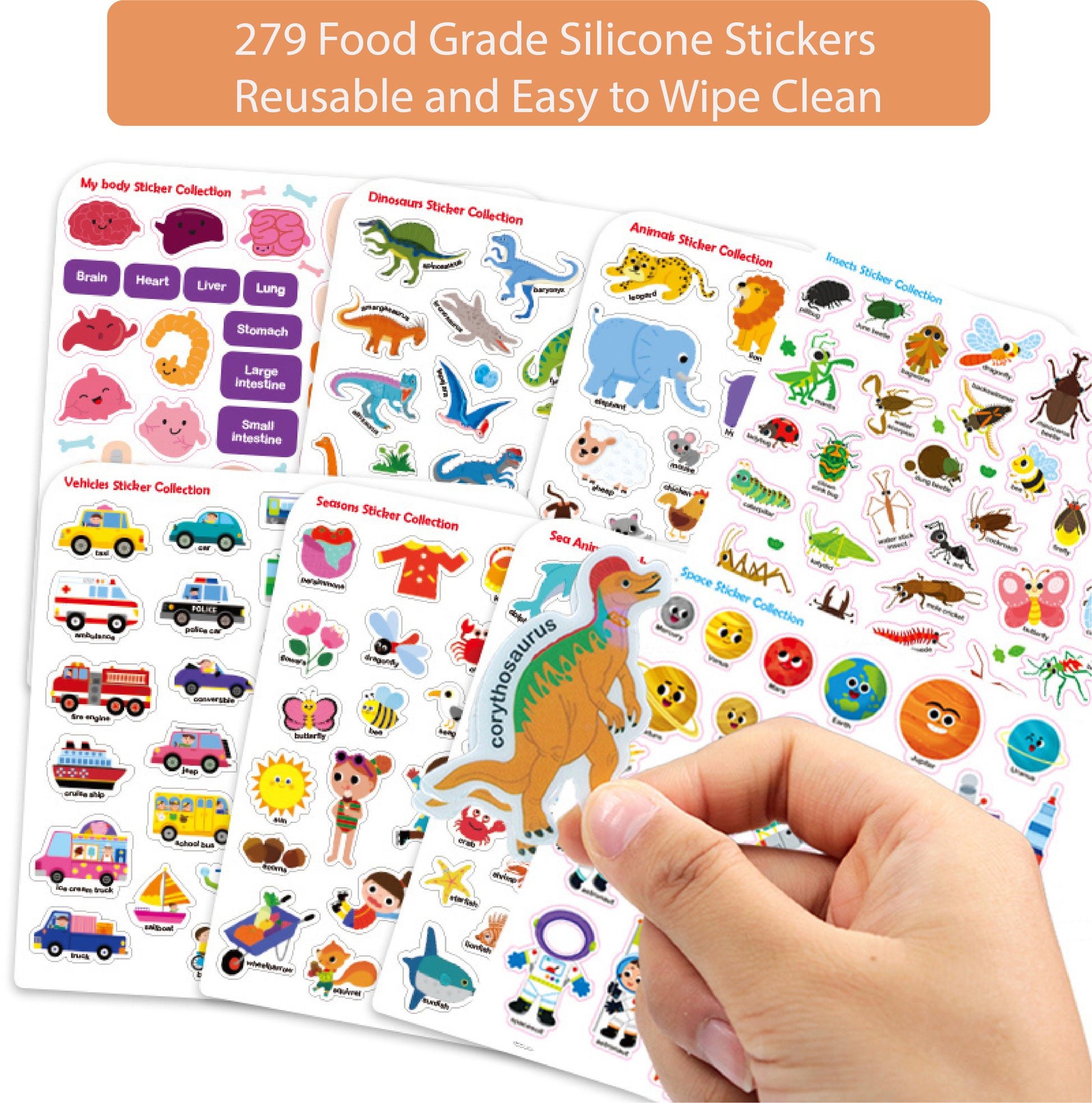 Inherit Culture First Sticker Book Food Grade Silicone Reusable Stickers - STEAM STUDIO TOYS