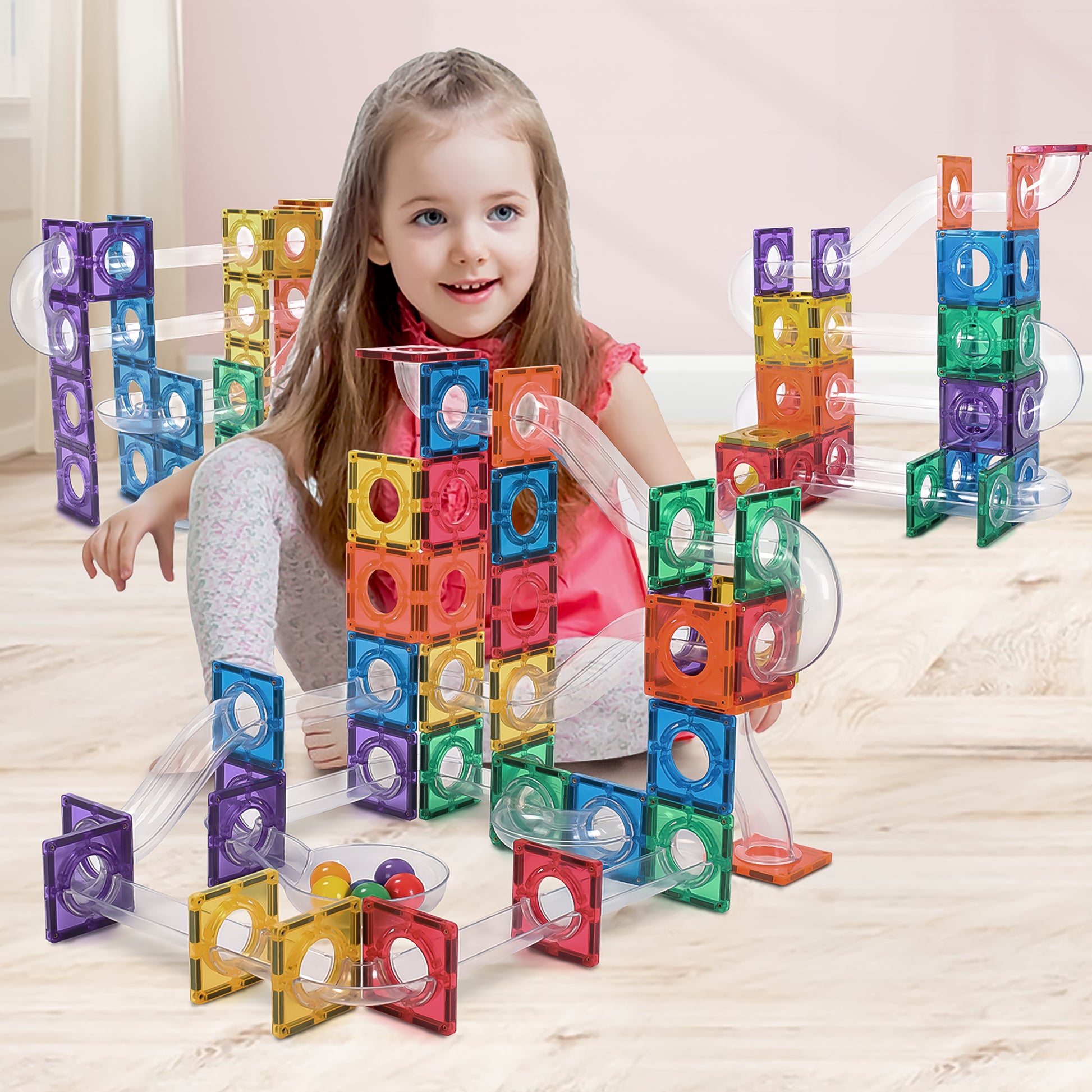 STEAM STUDIO Magnetic Tiles Marble Run 100 pcs Set - STEAM STUDIO TOYS