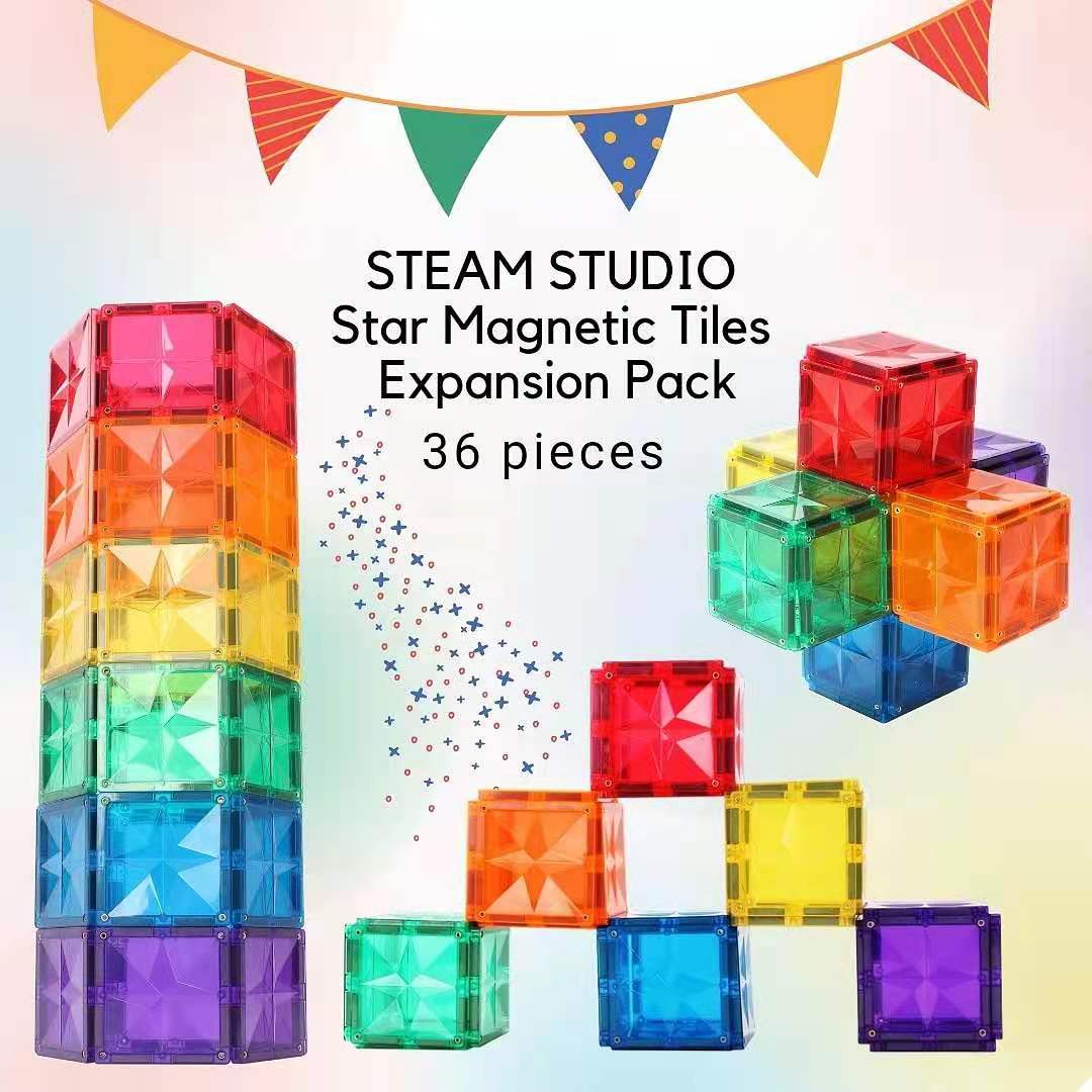 STEAM STUDIO Star Magnetic Tiles 36 Pieces Expansion Pack - STEAM STUDIO TOYS