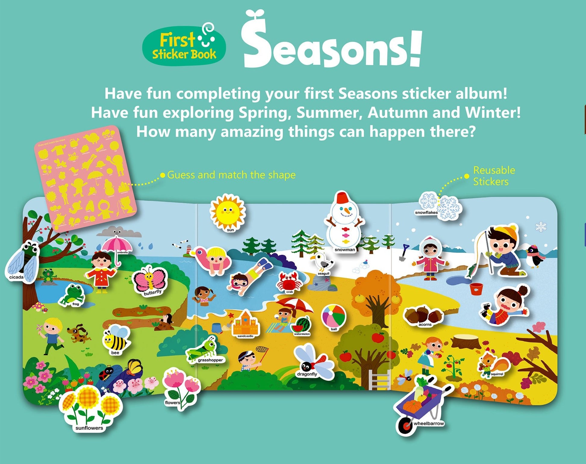 Inherit Culture First Sticker Book Food Grade Silicone Reusable Stickers 8 BOOKS BUNDLE - Steam Studio Toys